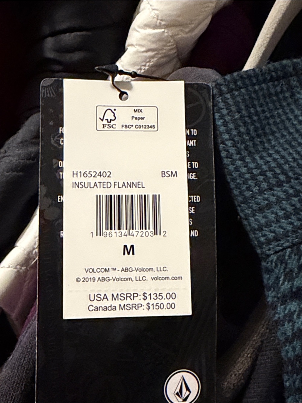 Volcom Oversized Insulated Flannel Jacket - M - Picture 3 of 6